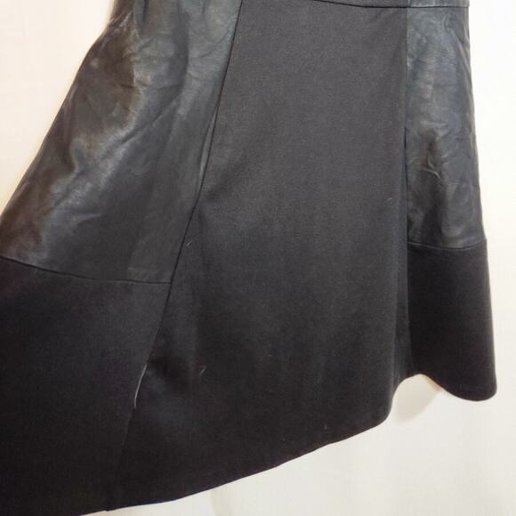 The Limited $99 XL Black Jersey Faux Leather Trim Sleeveless Fit & Flare Dress - Picture 3 of 10